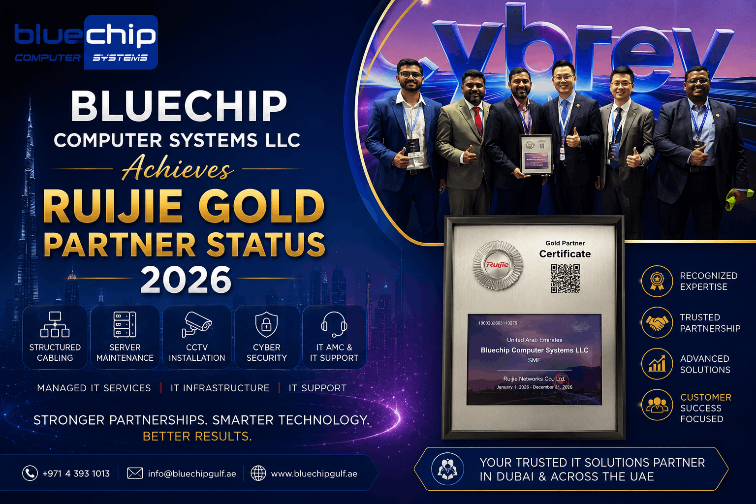 Bluechip Computer Systems Achieves Ruijie Gold Partner